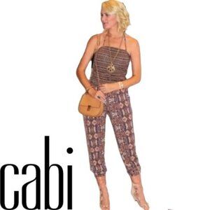 CABI Printed Tube Top Shirred‎ Jumpsuit Romper XS